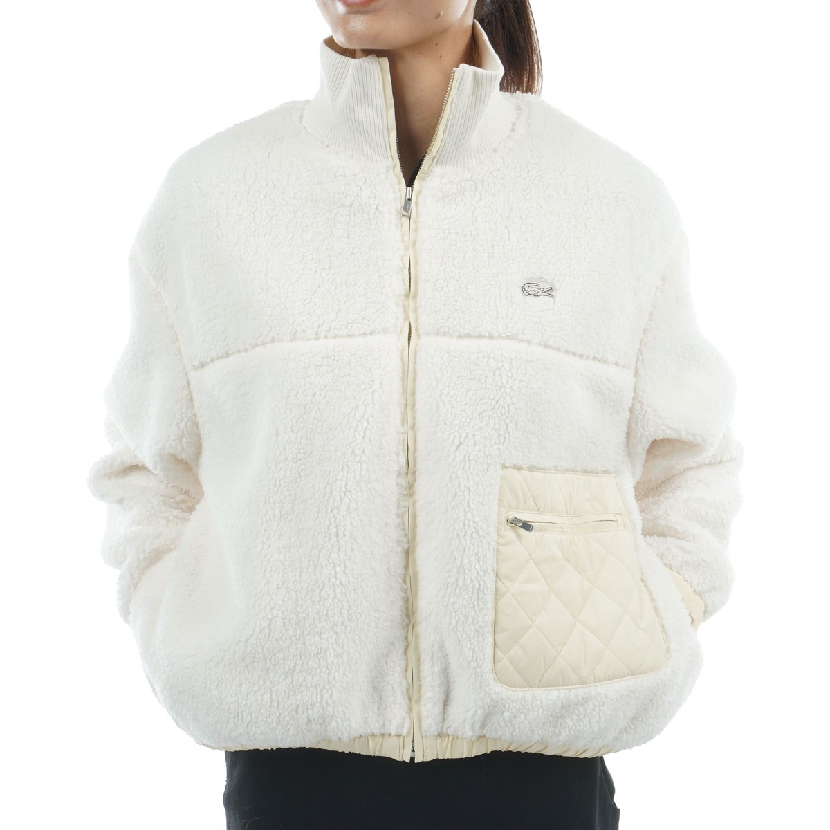 リブニットスタンドカラーボアジャケット レディス(アウター