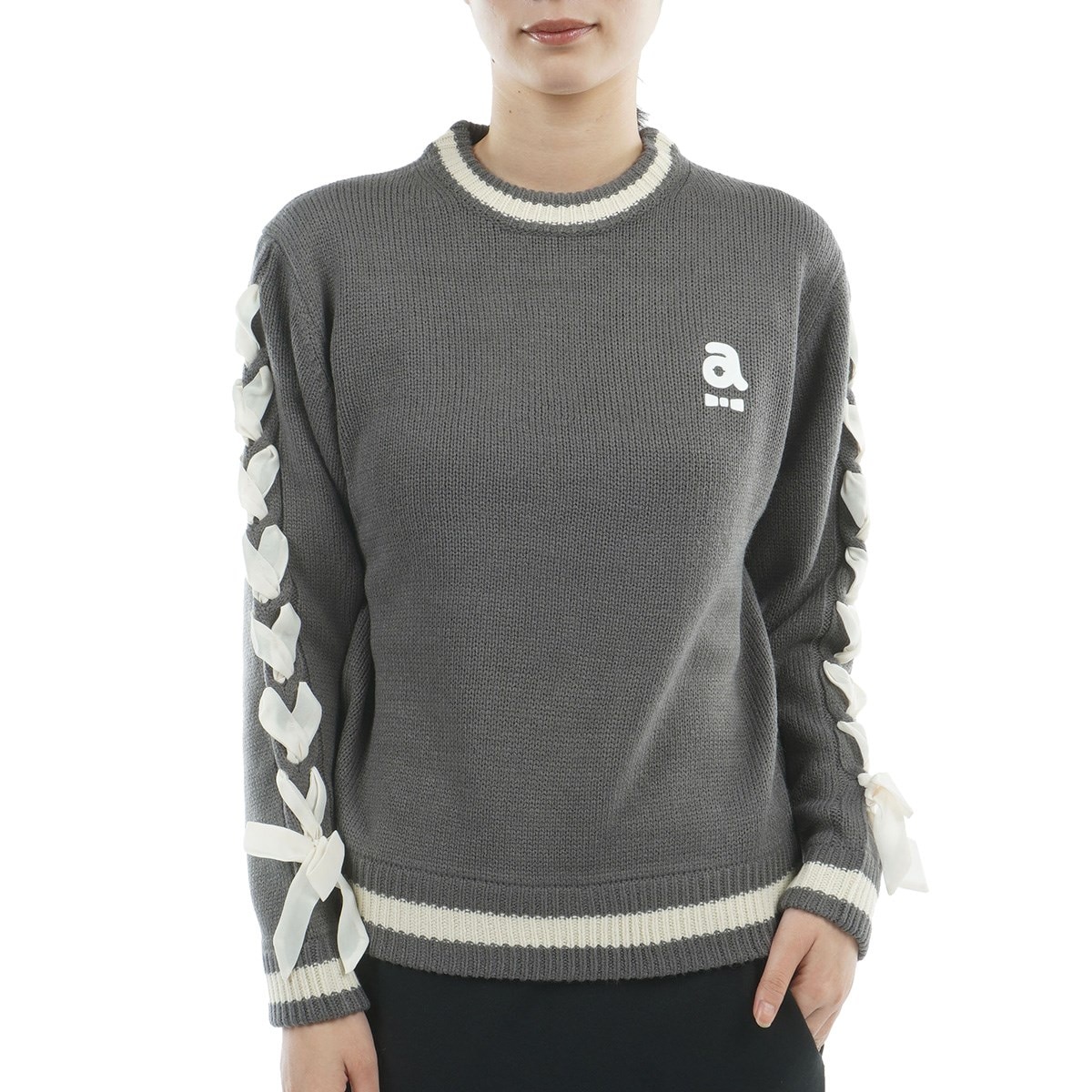 ブレードリボン袖プルオーバーセーター レディス(中間着(セーター