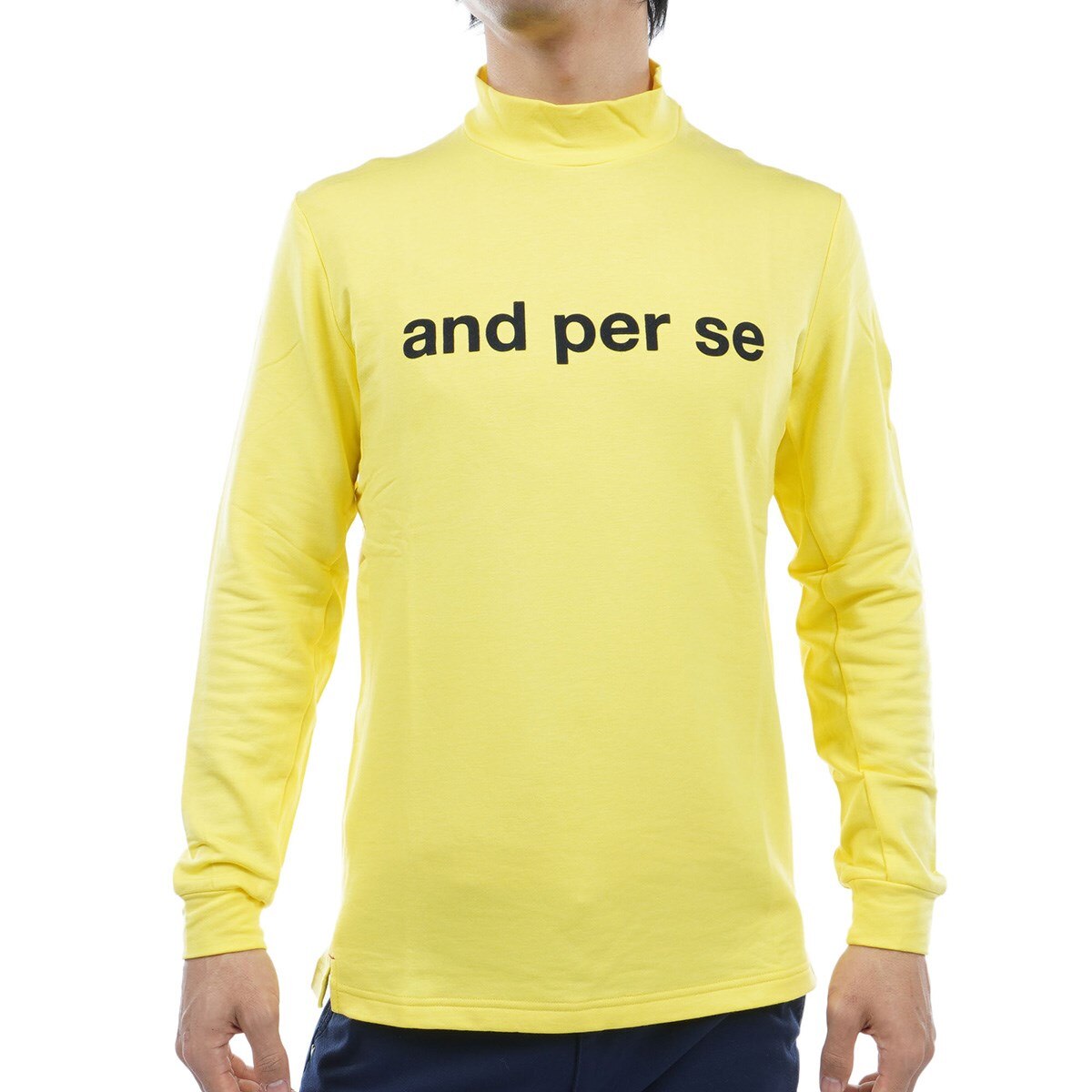 サイズ：LL AND PER SE アンパスィ 2024年モデル ハイネック 長袖Tシャツ  ネイビー系 [240101493920] ゴルフウェア メンズ ストスト and per se アンパスィ 長袖ハイネックシャツ メンズ