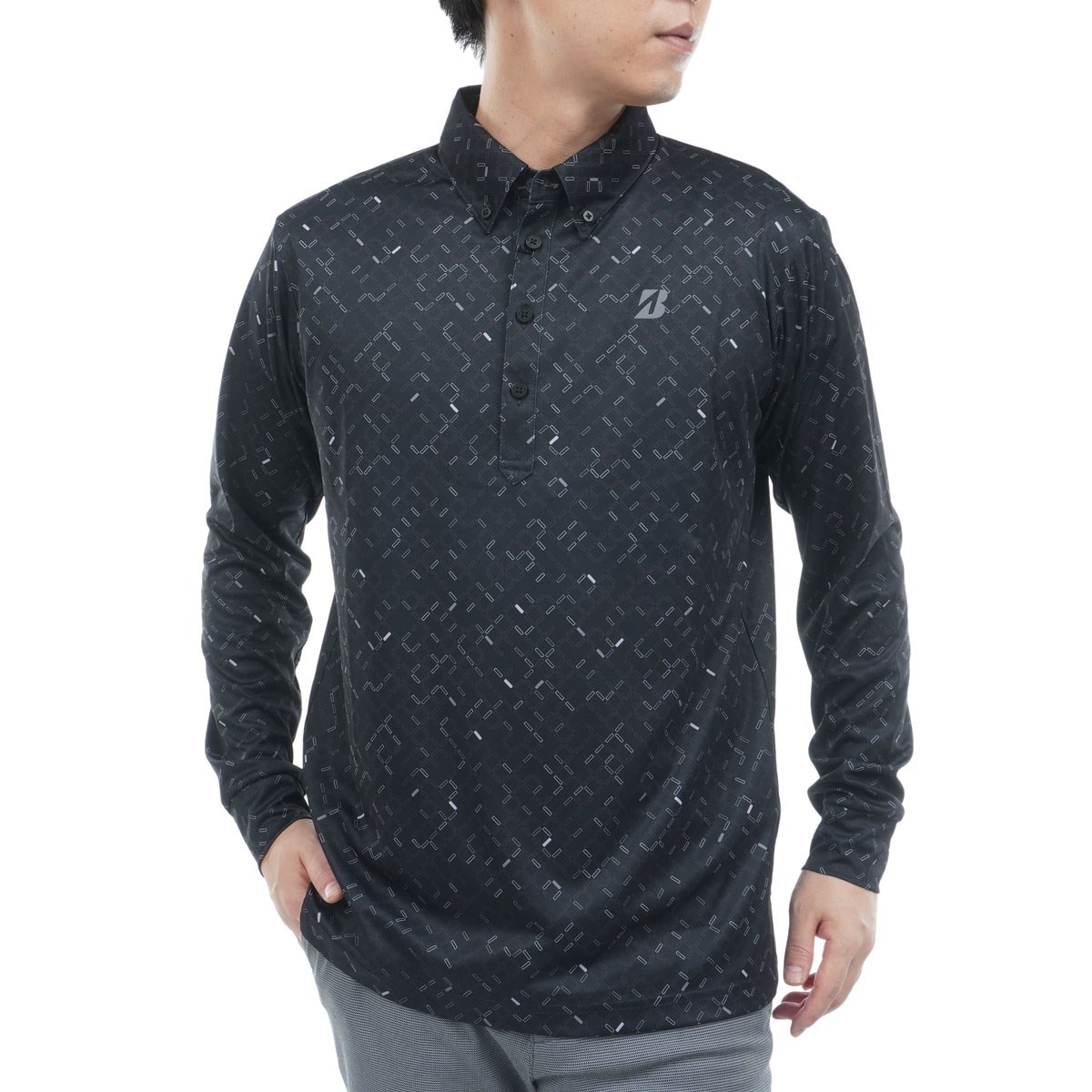 B-01 ストレッチ ボタンダウン長袖ポロシャツ(長袖シャツ・ポロシャツ