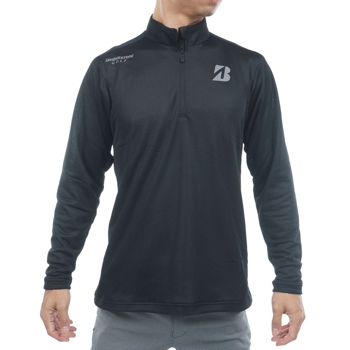 B-02 ストレッチ ハーフジップ長袖シャツ(長袖シャツ・ポロシャツ