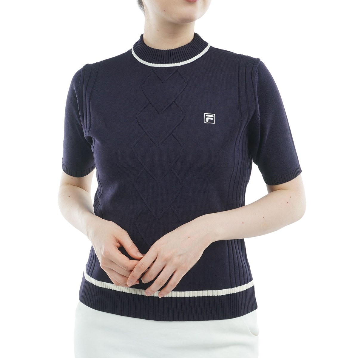 軽量ニット モックネック半袖シャツ レディス(半袖シャツ・ポロシャツ