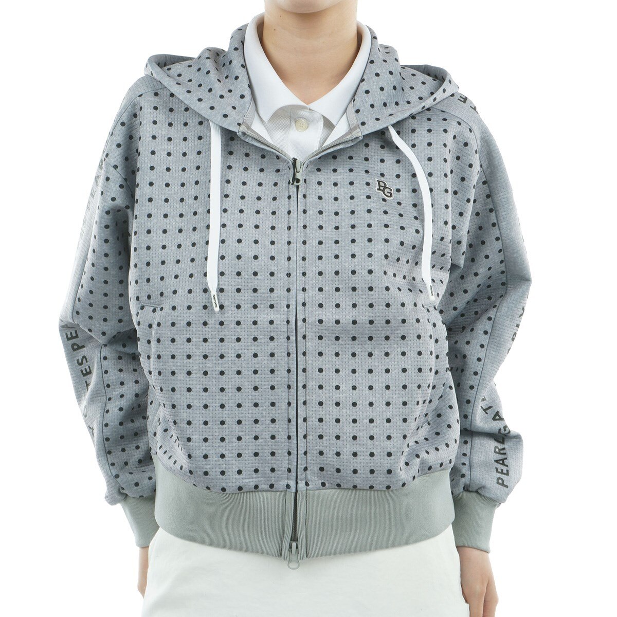 ダブルフェイス ミニドット柄 長袖スウェットフーディー