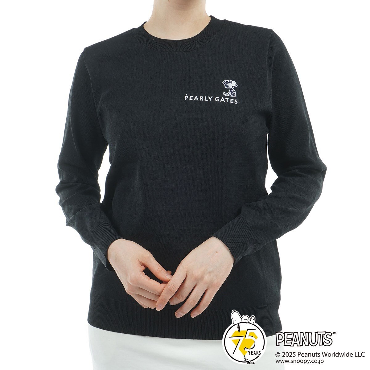SNOOPY 部分ジャカード 丸首セーター レディス(中間着(セーター