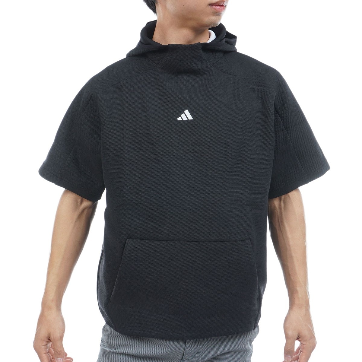 adidas ゴルフ ジップアップトレーナー ストレッチ スウェット 半袖フーディー(中間着(セーター、トレーナー