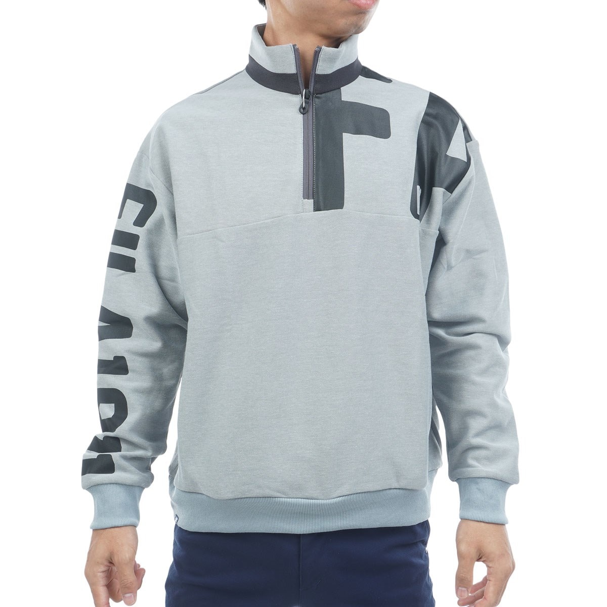 ストレッチ ハーフジップ 裏起毛 長袖プルオーバーシャツ(長袖シャツ