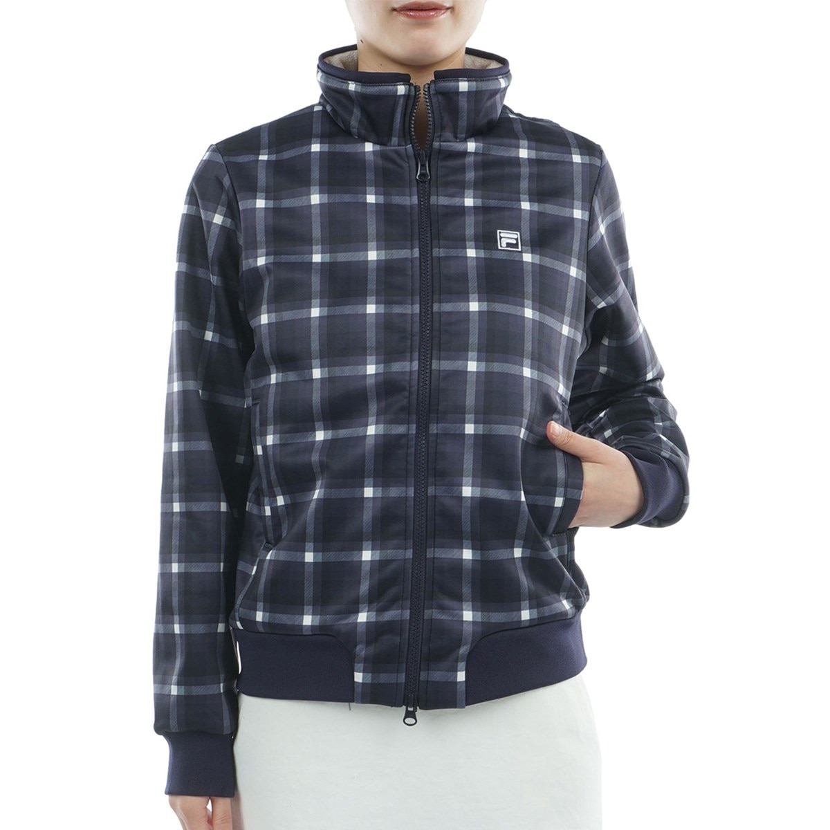 ストレッチ チェック柄 ボンディングブルゾン レディス(アウター