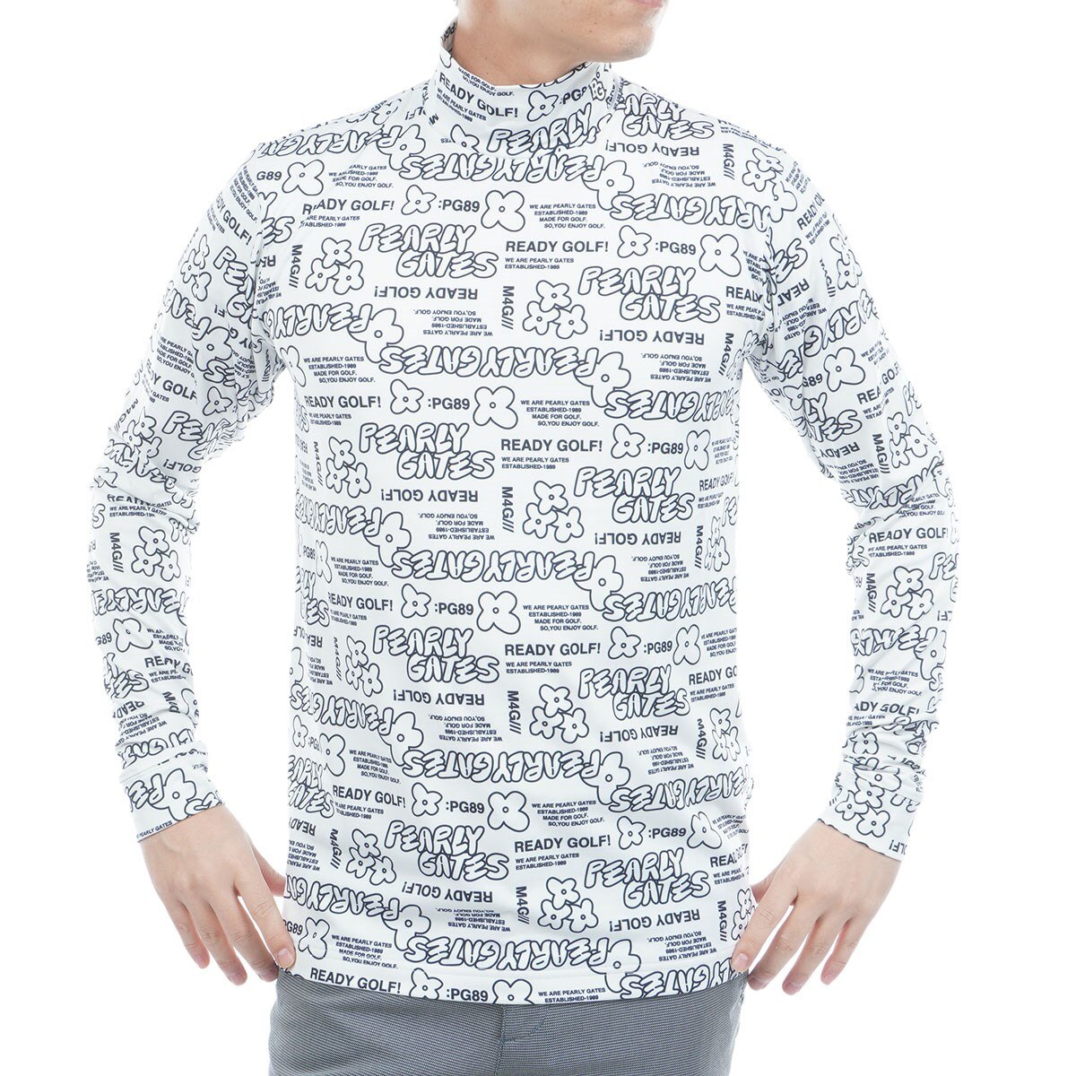 裏起毛ベア天 ロゴ×花柄プリント 長袖インナーシャツ(長袖シャツ