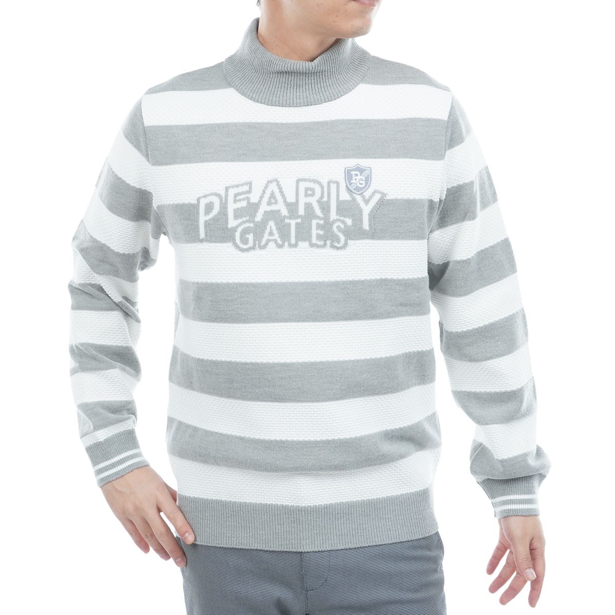 天竺ボーダー柄 ハイネックセーター(中間着(セーター、トレーナー