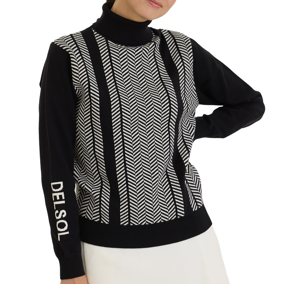 ヘリンボーンタートルネックセーター レディス(中間着(セーター