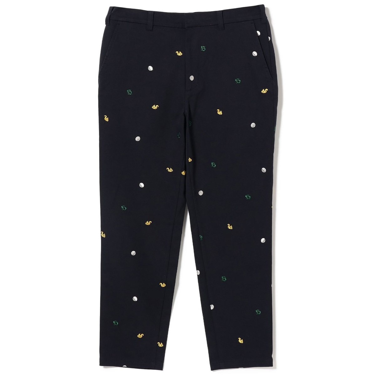 【BEAMS GOLF】人気総柄ラインデザイン×ロゴ ストレッチゴルフパンツM ORANGE LABEL エンブロイダリー刺繍 ロゴ総柄 パンツ(ロングパンツ