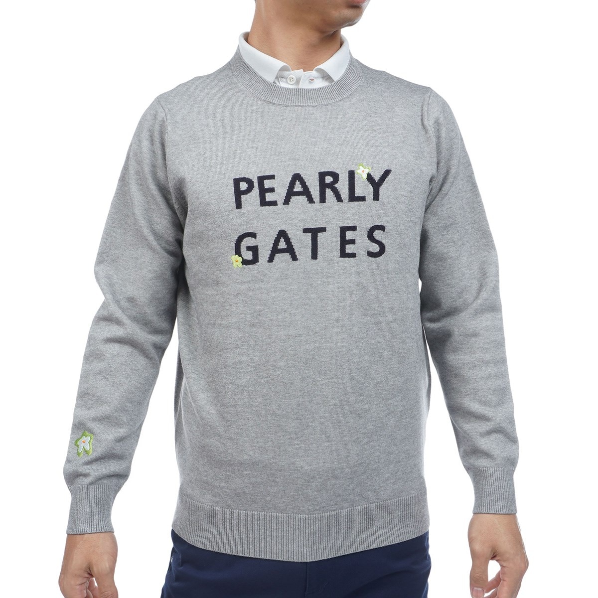 天竺×インターシャ丸首セーター(中間着(セーター、トレーナー))|PEARLY