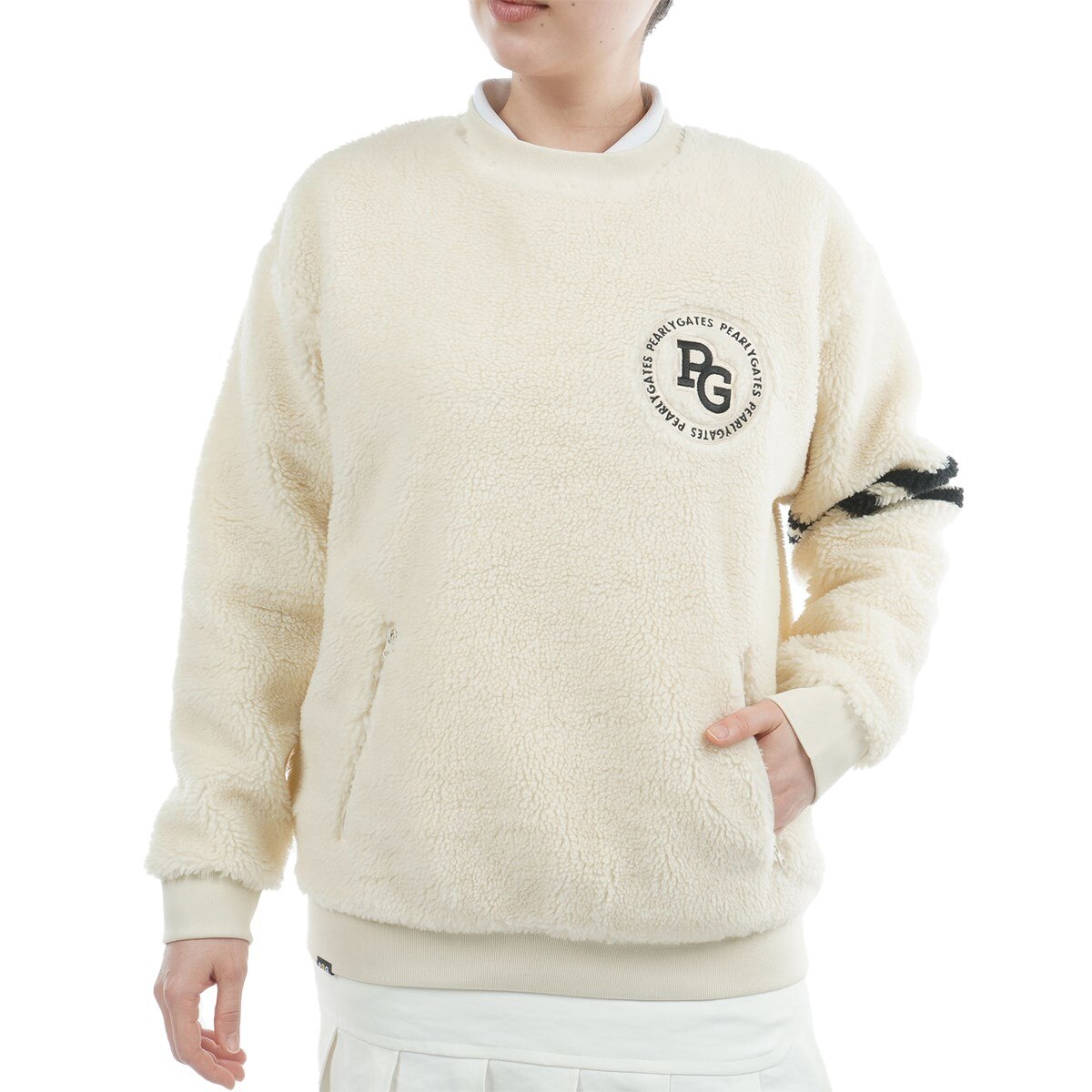 ハイパイル ボアパネルジャカード長袖スウェット レディス(中間着