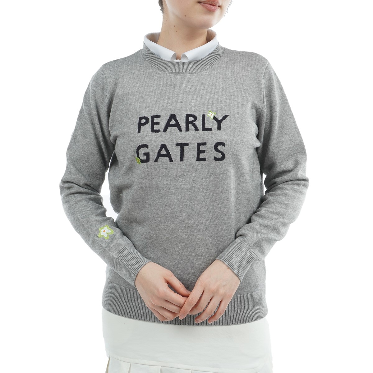 天竺×インターシャ丸首セーター レディス(中間着(セーター、トレーナー