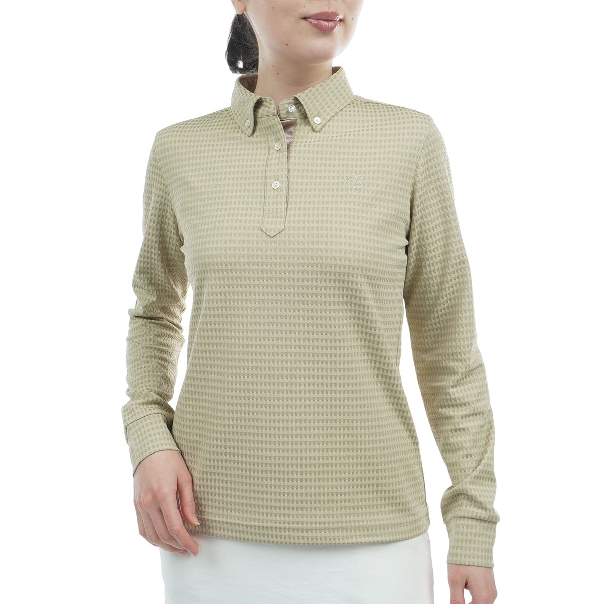 格子ジャカード長袖ポロシャツ レディス(長袖シャツ・ポロシャツ)|St