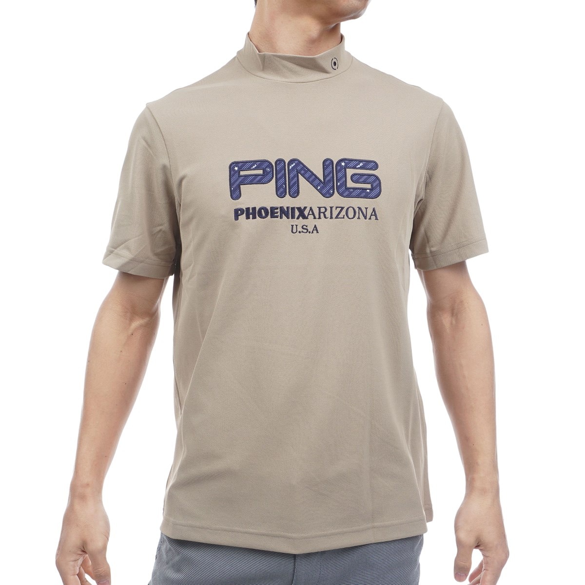 アップリケハイネック半袖シャツ(半袖シャツ・ポロシャツ)|PING(ピン