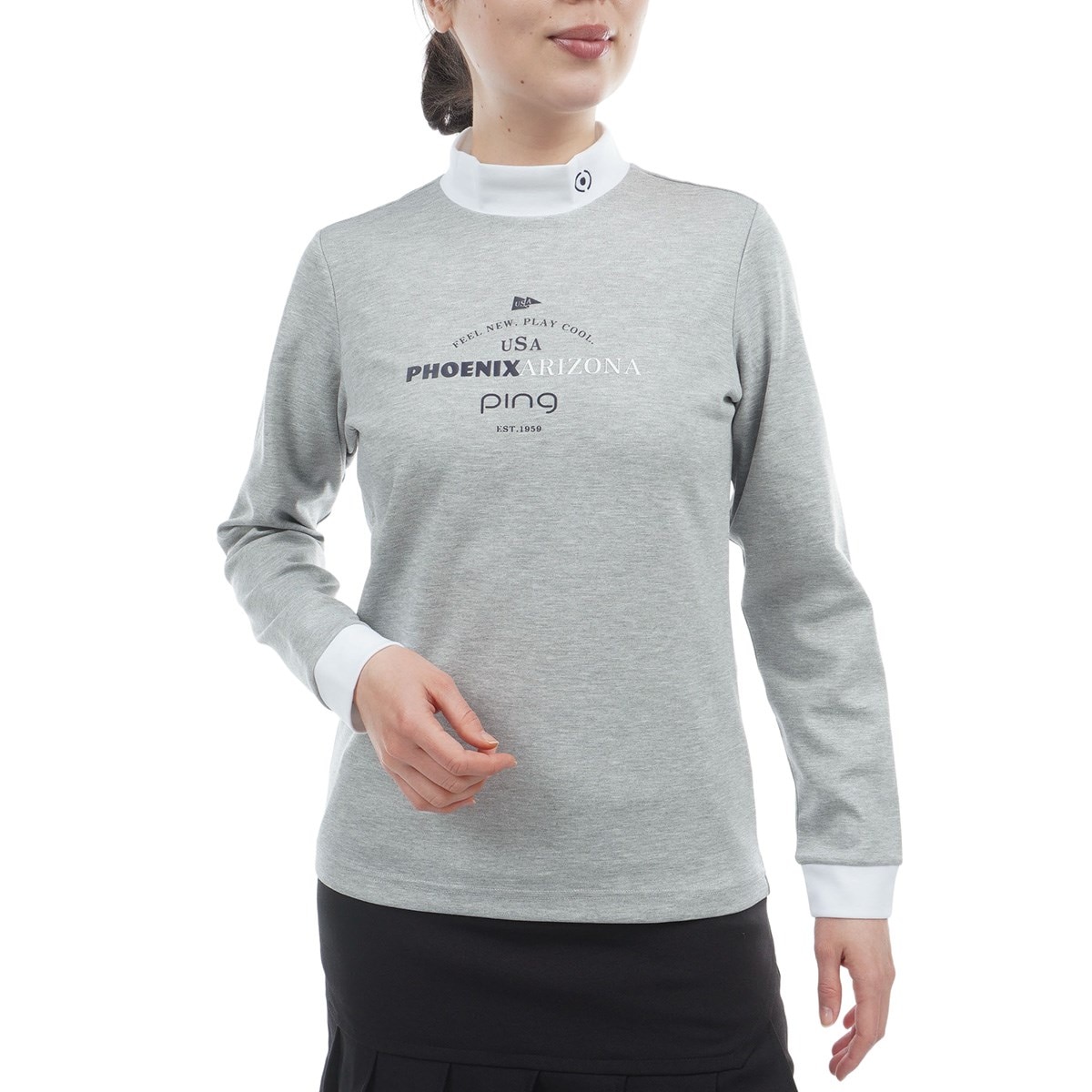 冷感ポンチバイカラーハイネック長袖シャツ レディス(長袖シャツ