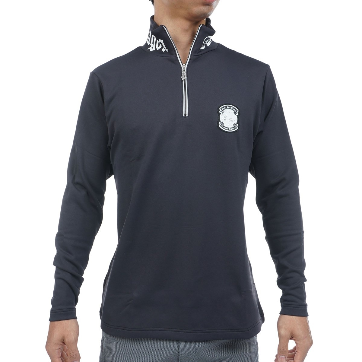 KARUISHI 裏起毛 ハーフジップモックネック長袖シャツ(長袖シャツ