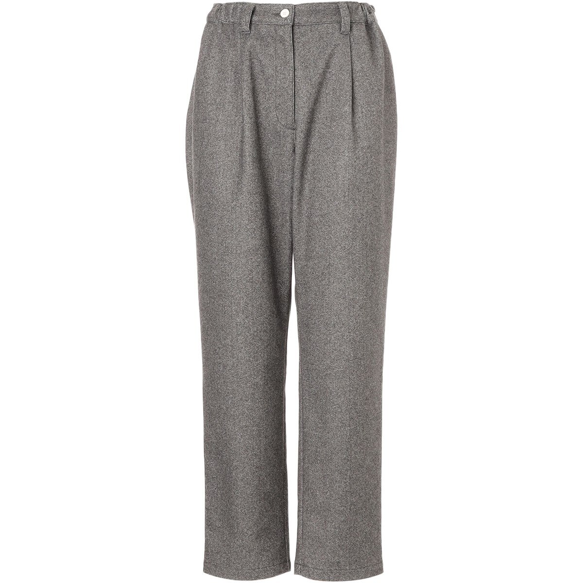 ストレッチ ウーリー ワイドテーパード ワンタックパンツ レディス