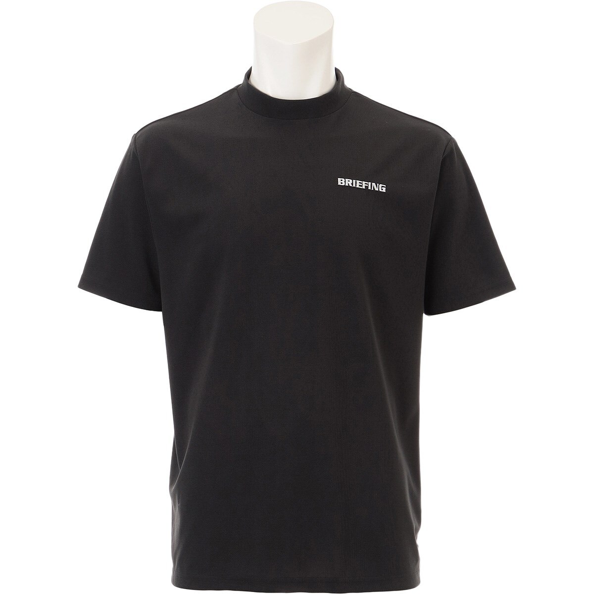 ⓁBRIEFING GOLF ブリーフィングゴルフハイネックボーダー半袖シャツ黒 ドライパイル リラックスフィット ハイネック半袖シャツ(半袖シャツ