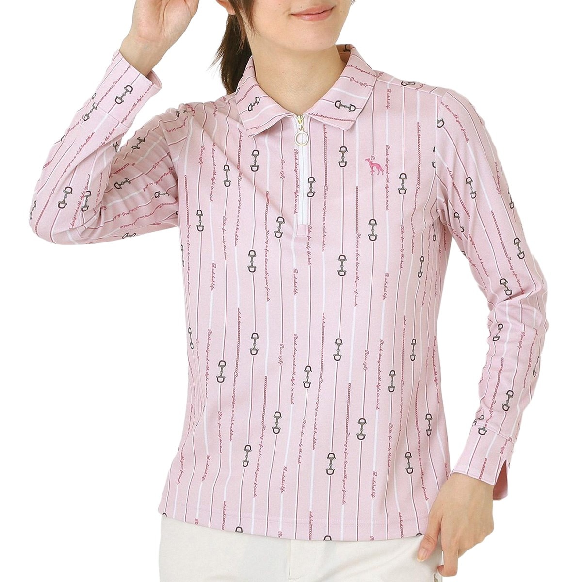 吸水速乾 ビットストライプ長袖ポロシャツ レディス(長袖シャツ