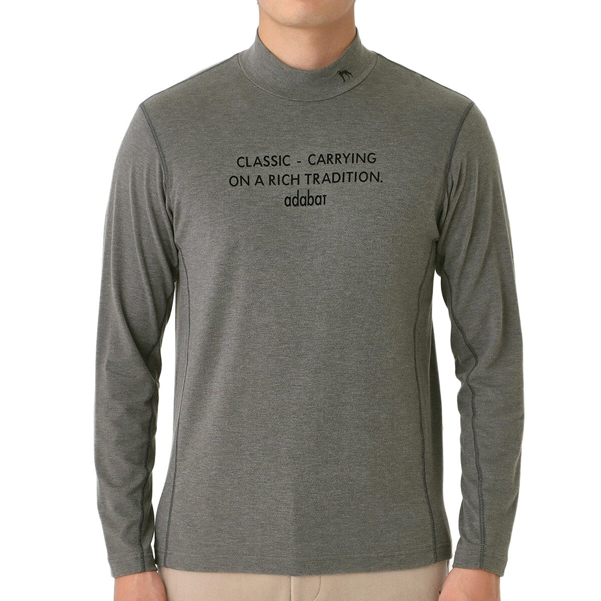 吸湿発熱 メッセージロゴモックネック長袖Tシャツ(長袖シャツ