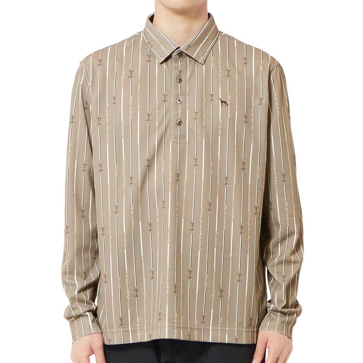 新品 アダバット/adabat ゴルフ　ビットストライプ長袖ポロシャツ/XL 新レーベル ADABAT NAVY】吸水速乾 サッカーストライプ長袖ポロシャツ