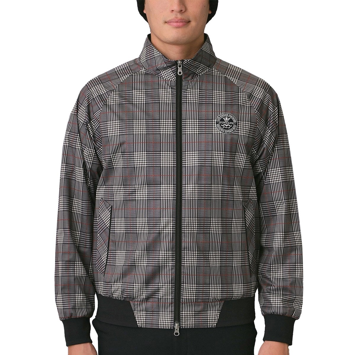 adabat 撥水 グレンチェック柄 スウィングトップ M Stretch Water-Repellent Glen Check Blouson (Outerwear (Blouson