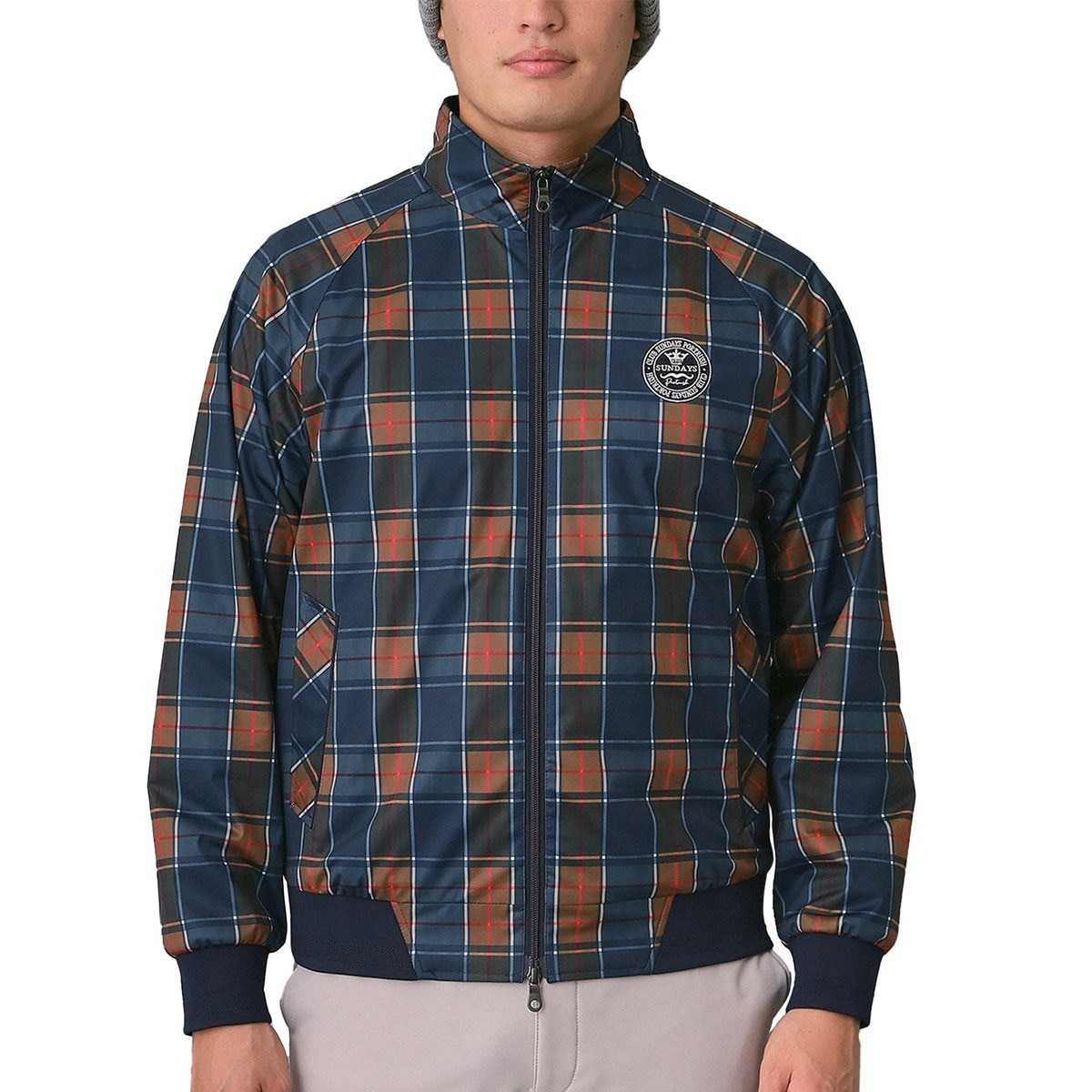 ジャケット・アウター NOT CONVENTIONAL blue plaid 2way blouson ストレッチ 撥水 タータンチェックブルゾン(アウター(ブルゾン