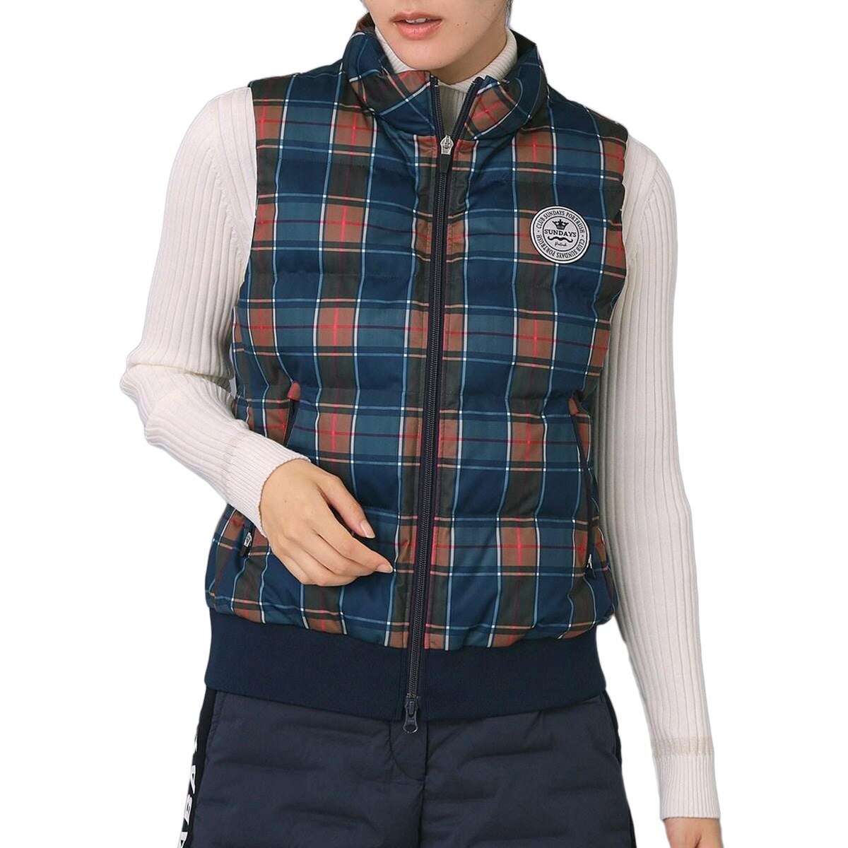 ストレッチ 撥水 タータンチェック中綿ベスト レディス(ベスト)|ADABAT