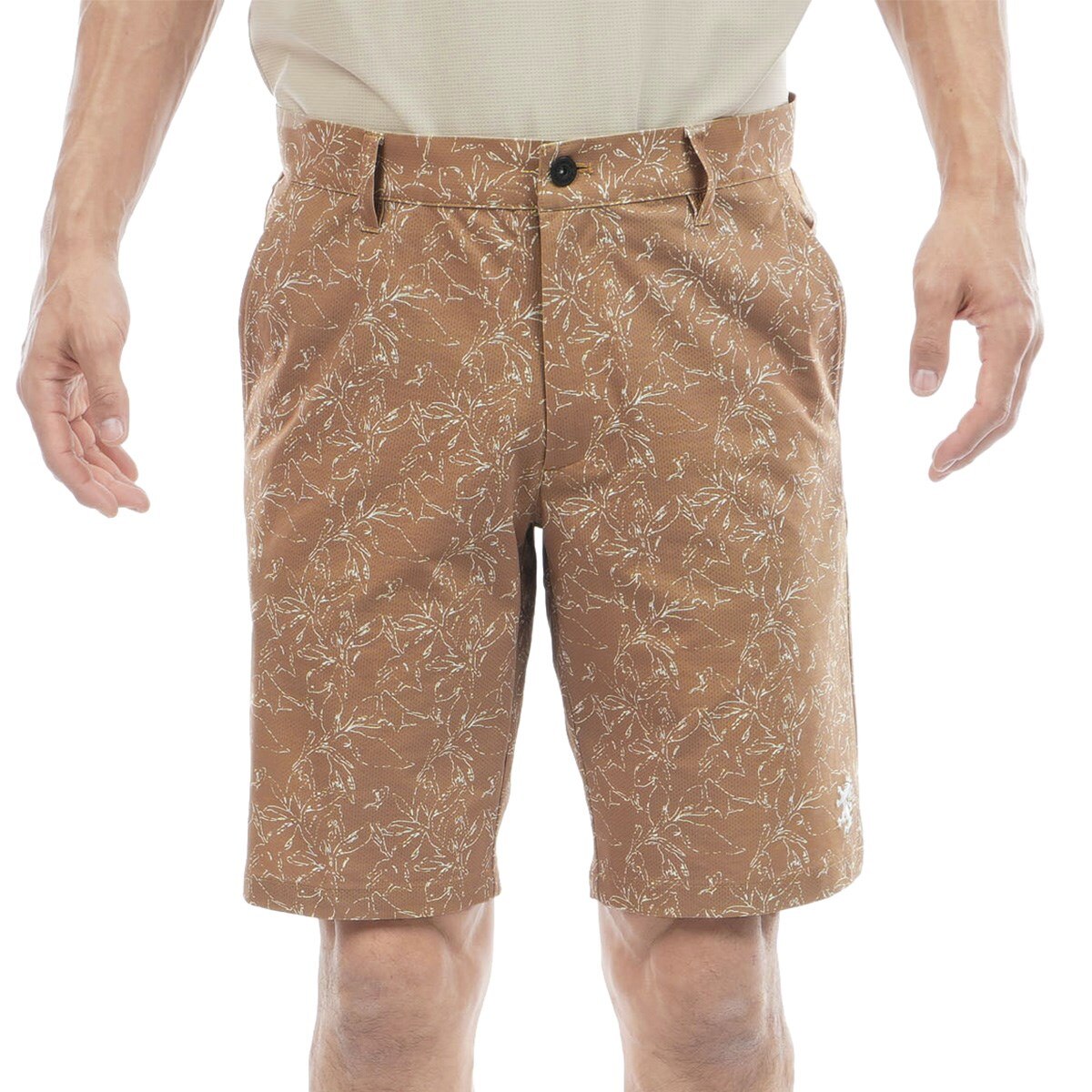 ストレッチメッシュ リーフプリント ショートパンツ(ハーフパンツ