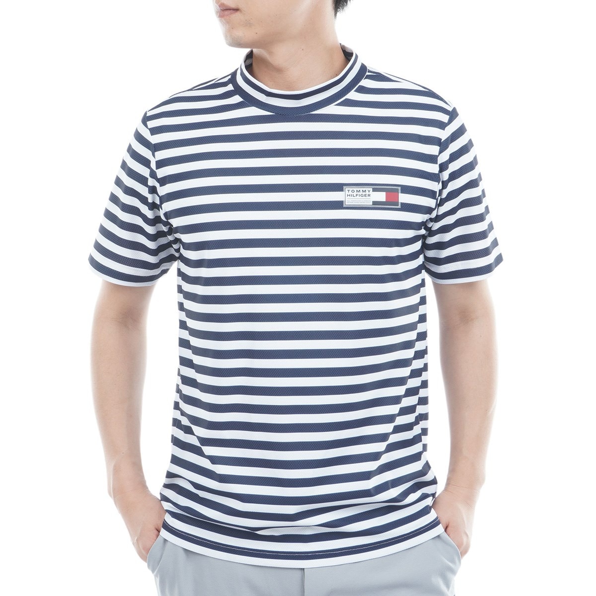 メッシュボーダー モックネック半袖シャツ(半袖シャツ・ポロシャツ