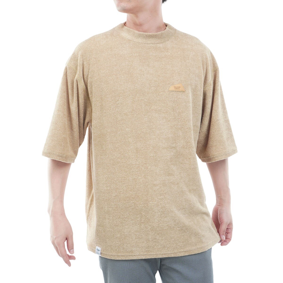 DH Leather patch 3.6パイルモックネック半袖シャツ(半袖シャツ
