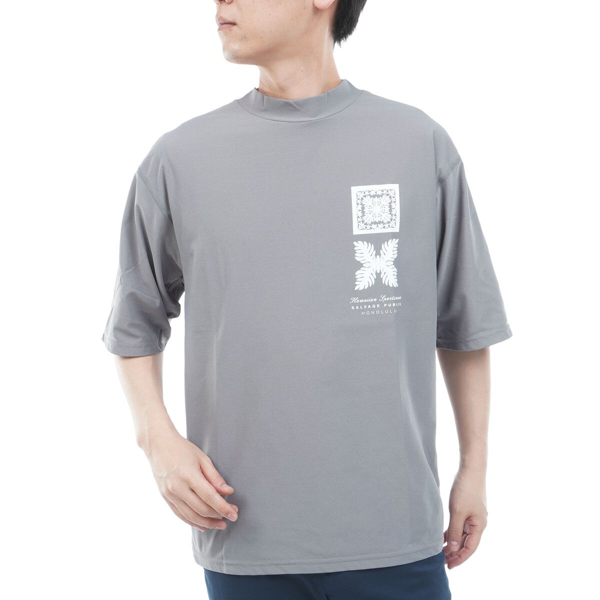 ストレッチ Nalu＆Turf サーフモックネック5分袖Tシャツ(半袖シャツ