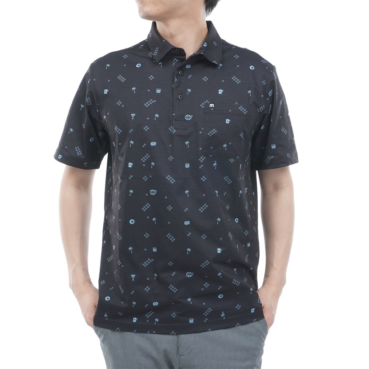 ストレッチ モノグラムプリント半袖ポロシャツ(半袖シャツ・ポロシャツ