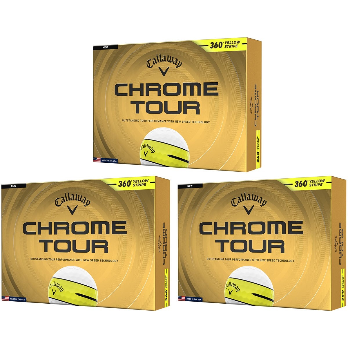 CHROME TOUR 360 イエローストライプ ボール 3ダースセット(ボール