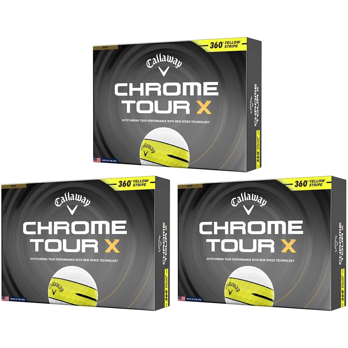 CHROME TOUR X 360 イエローストライプ ボール 3ダースセット(ボール