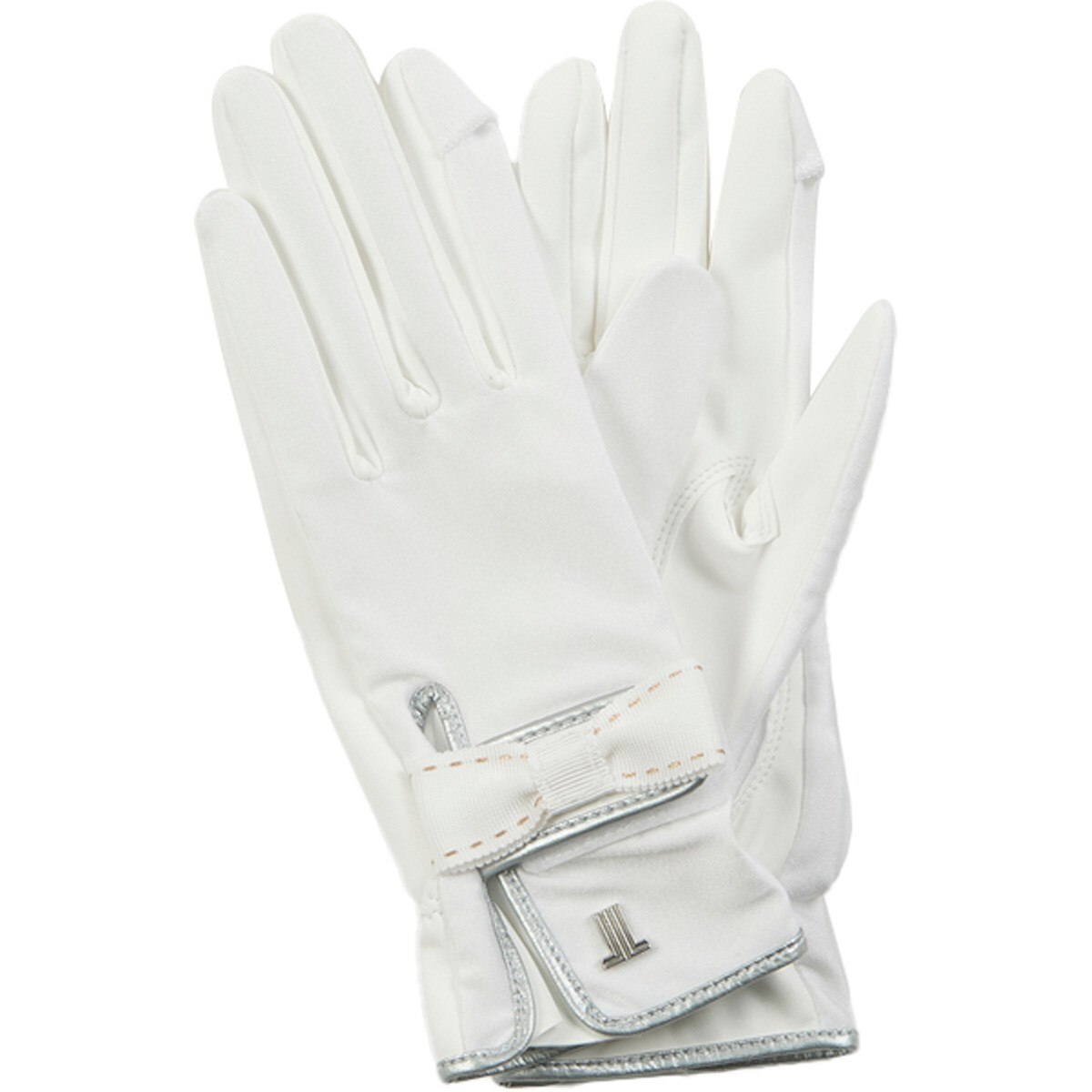 ストレッチ スマホ対応リボン付きグローブ 両手用 レディス(【女性