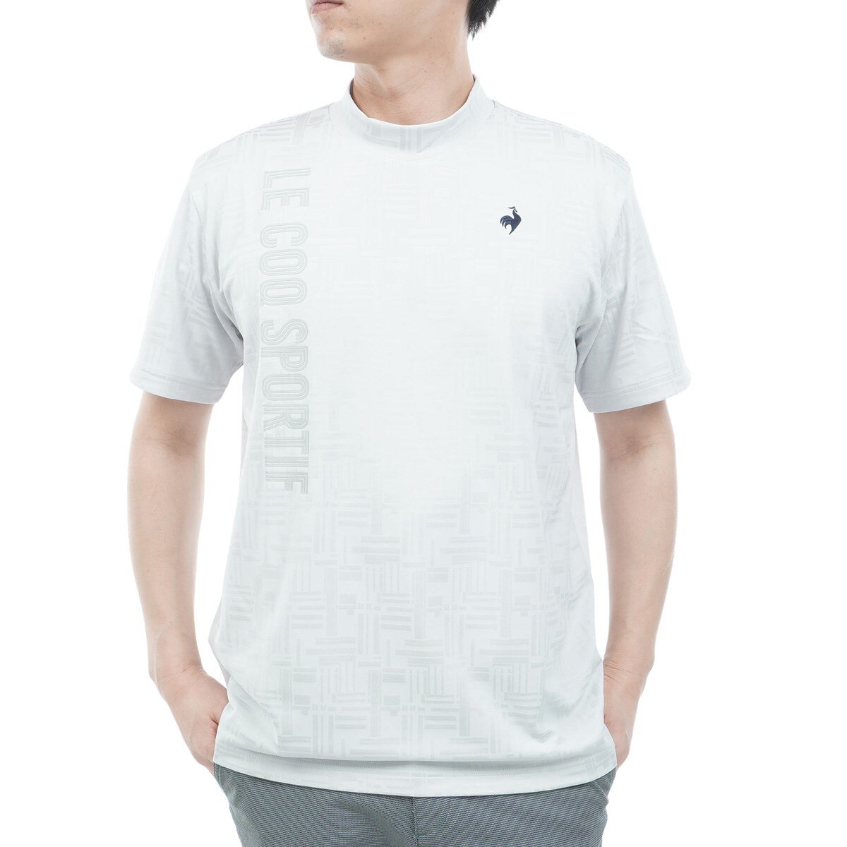 Masda Golfickers モックネック半袖シャツ L ストレッチ チェックジャカードモックネック半袖シャツ(半袖シャツ