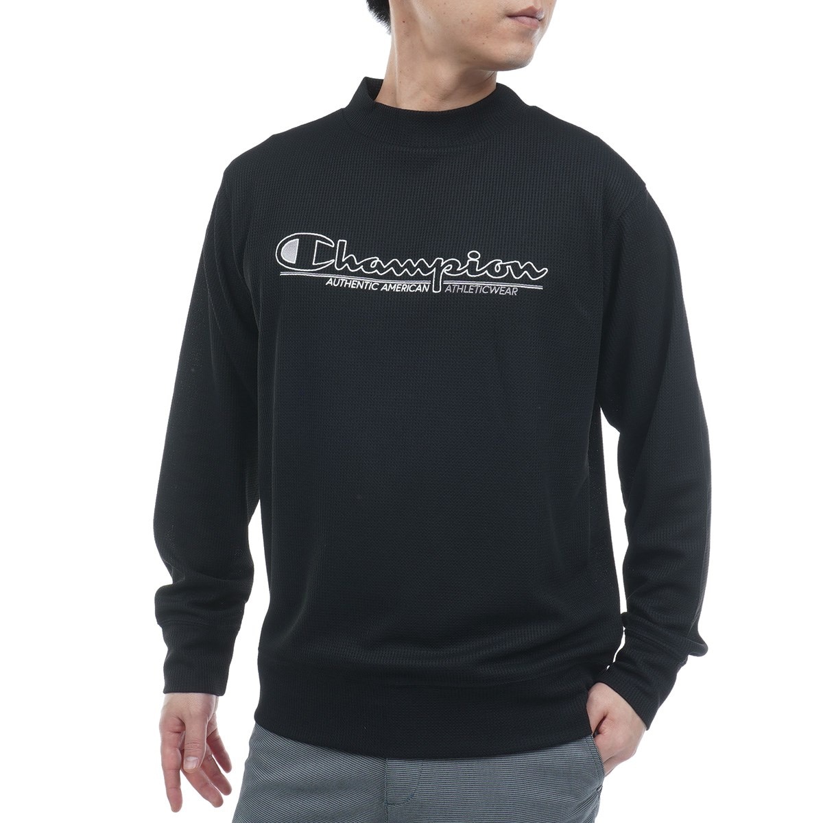 ライトドライワッフルプラス 長袖モックネックシャツ(長袖シャツ