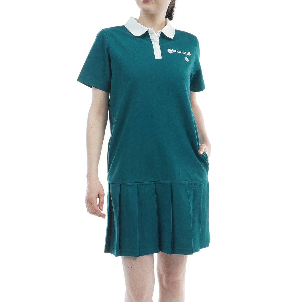 グリッドストレッチ Flower 半袖ポロワンピース レディス(ワンピース