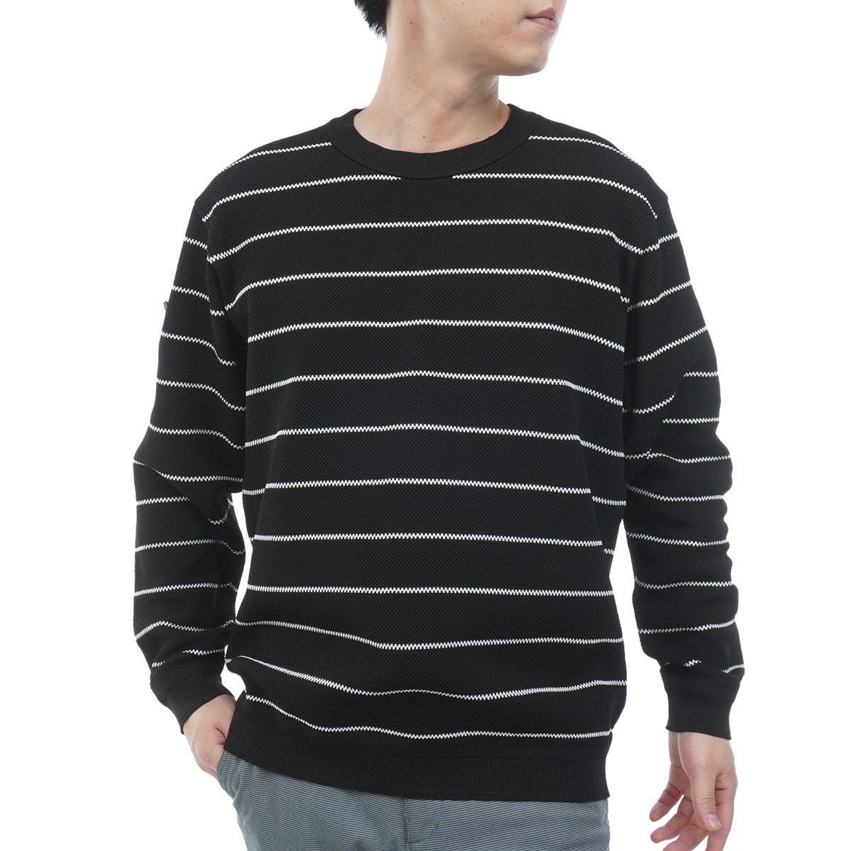 WR ストライプ クルーネックセーター(中間着(セーター、トレーナー