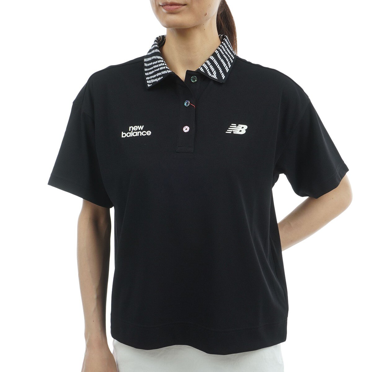 ストレッチ ピン仮ワッフル 5分袖ビッグポロシャツ レディス(半袖