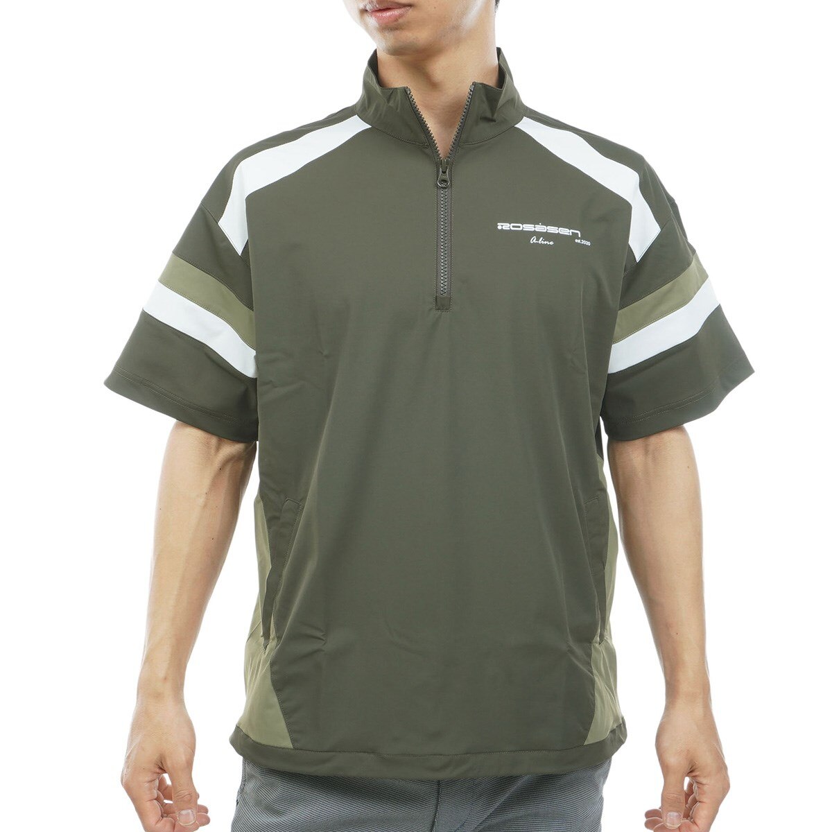 ストレッチ A-Line ストレッチハーフジップ半袖シャツ(半袖シャツ