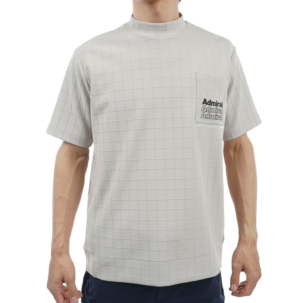 セール・アウトレット】ストレッチ グリッドオーバー 半袖モックシャツ