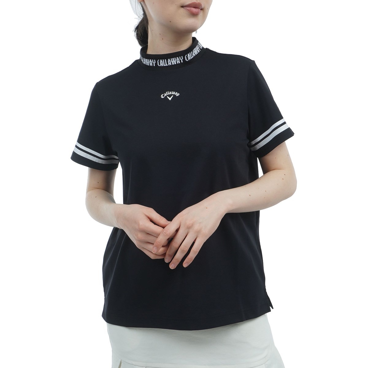 クラブハウス×キャロウェイ モックTシャツ 限定イエロー L UVカット裏クール半袖モックネックシャツ レディス(半袖シャツ