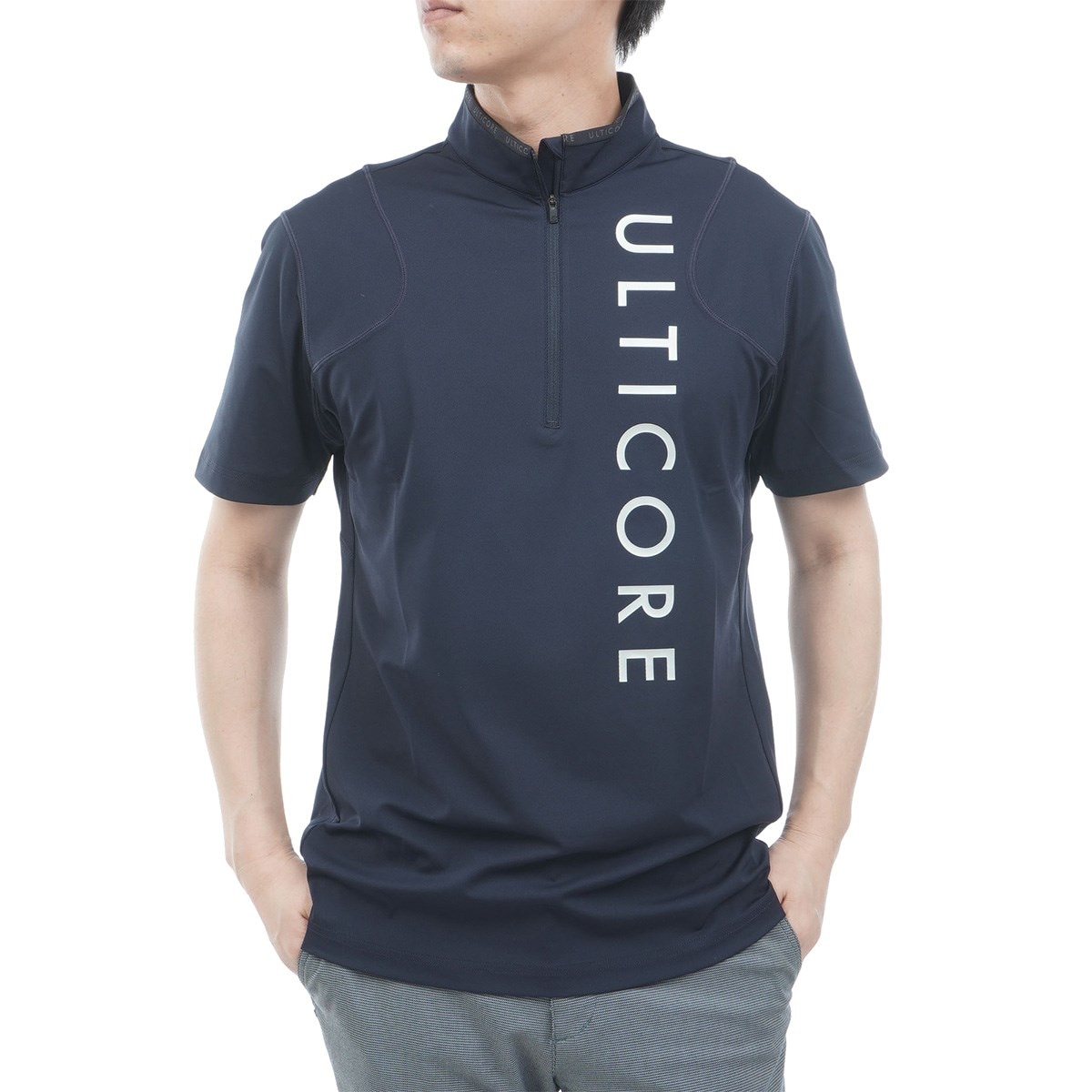 ブリヂストン ULTICORE 4Dimotion シャツ 青 ブルー 26年春夏 【4Dimotion Fit 】 半袖モックネックシャツ(M BK(ブラック