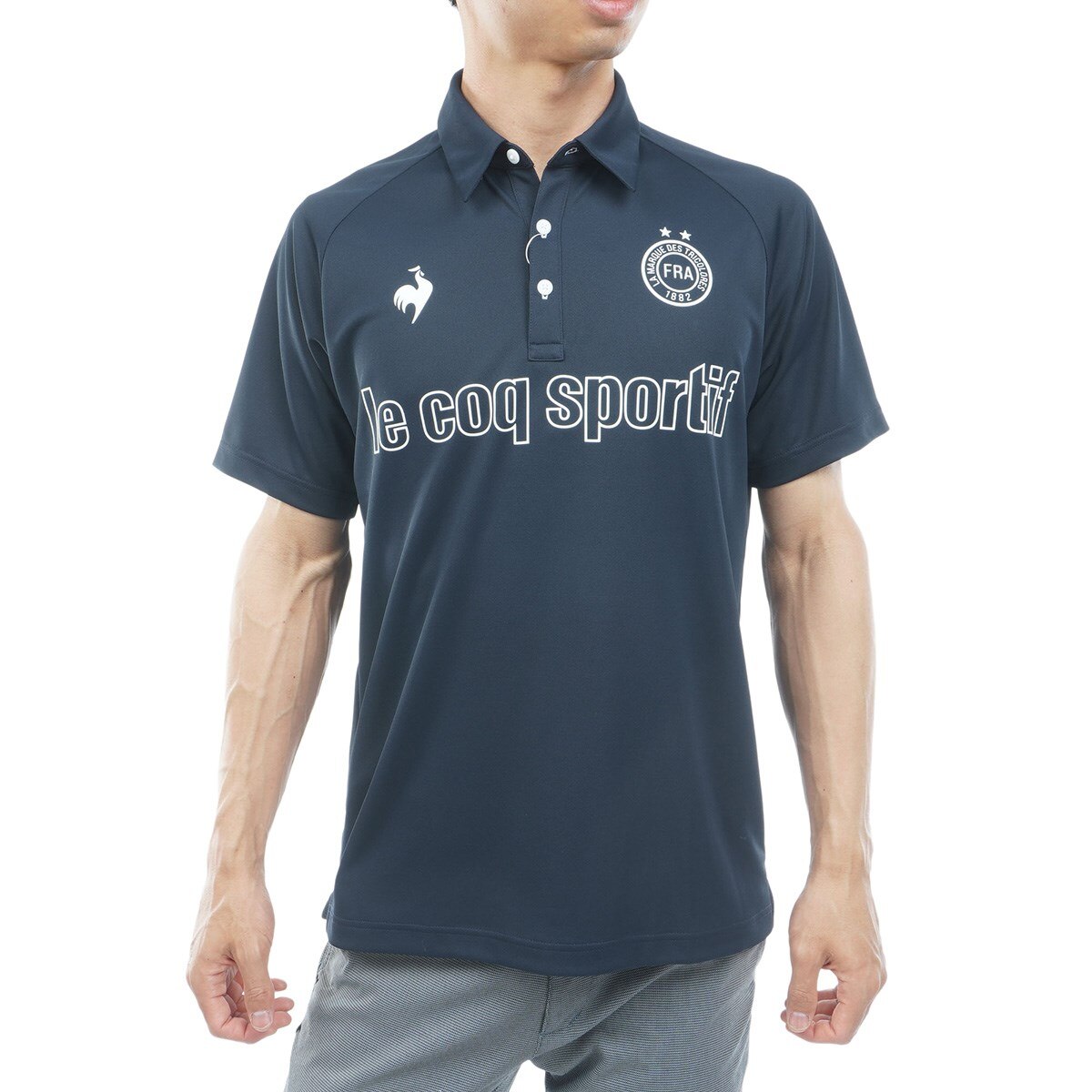 ストレッチ MID SUMMER1 スポーティロゴ半袖ポロシャツ(半袖シャツ