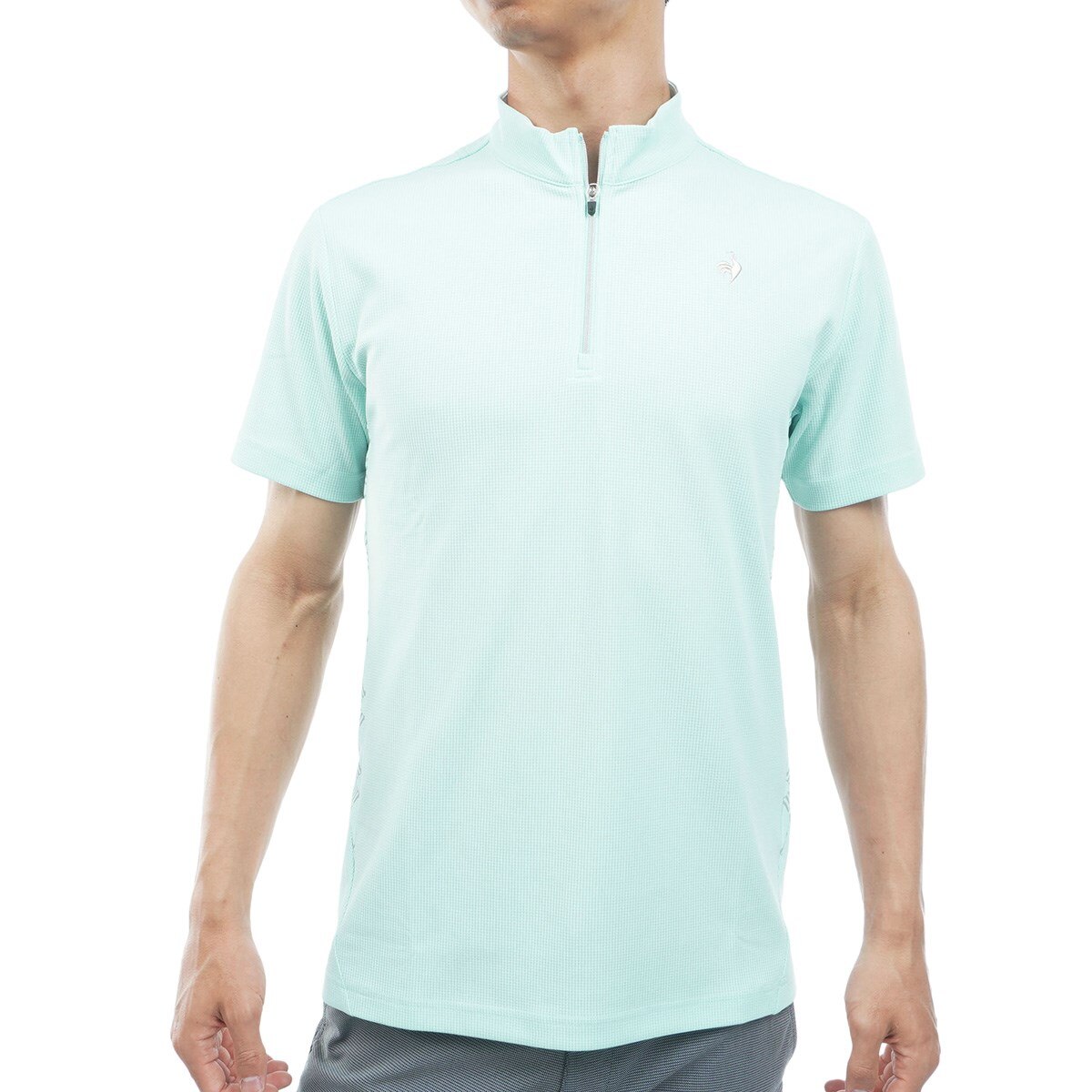 ストレッチ MID SUMMER2 モノグラム柄切替ハーフジップ半袖シャツ(半袖