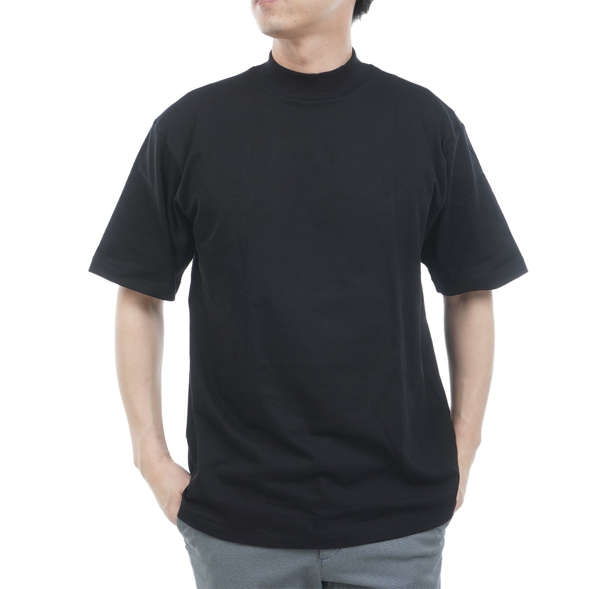 自*人様 一度だけ使用 FR2GOLF 3周年記念モックネックTシャツ　黒 リラックスフィット モックネック半袖Tシャツ(【男性】機能（トップス